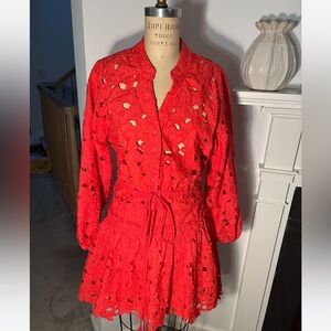 Cara Cara red eyelet draw string top and skirt OUT OF STOCK 2 separate pieces.